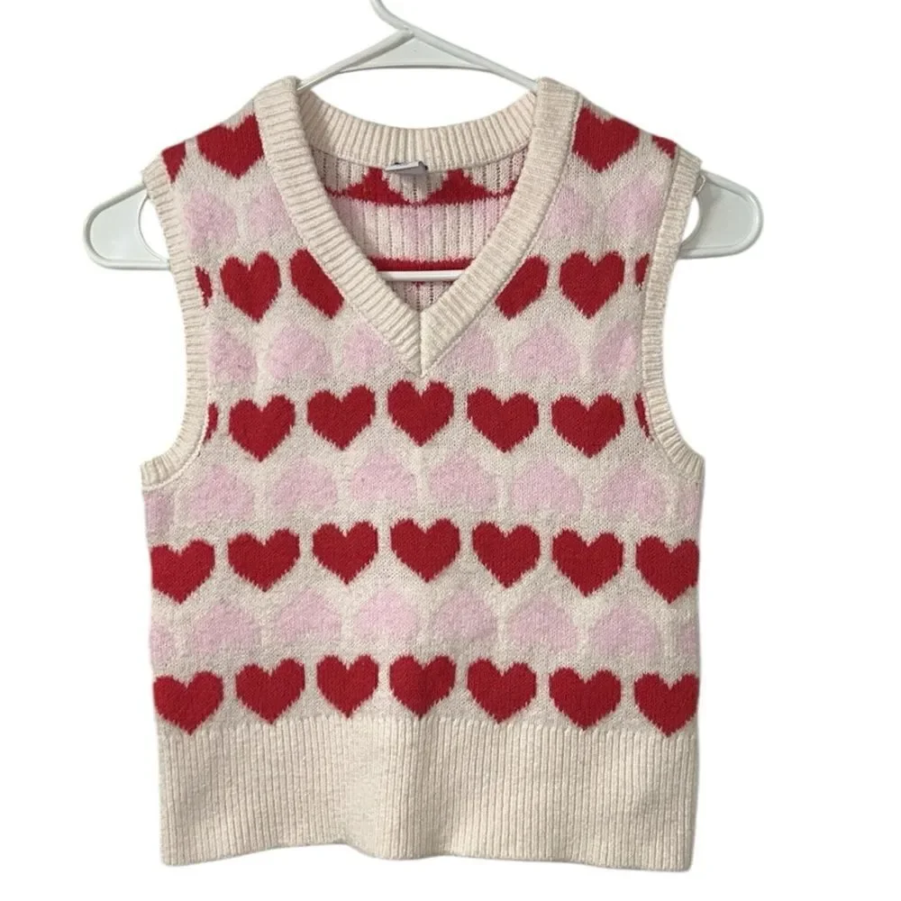 Old Navy Red & White Heart Vest(Size L 10-12yrs)